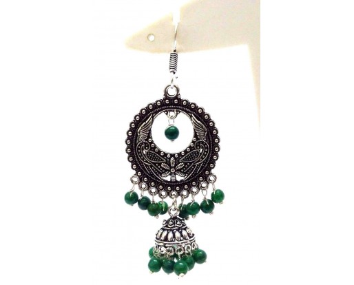 Silver Oxidized Earring Jhumka Jhumki Imitation Ethnic Jewelry Long Dangle AE16